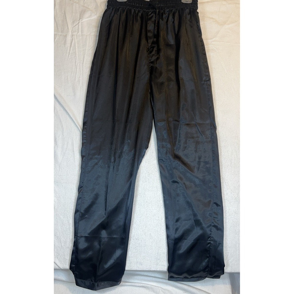 Michelle Louise Black Satin Pants Women's Size X-Large Wide Leg Trousers